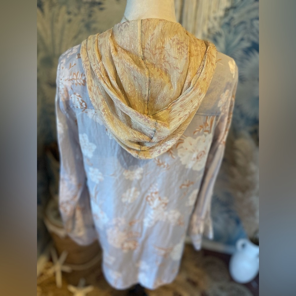 ARATTA Embroidered Embellished Lightweight Hooded Blouse Metalic thread accents - Picture 5 of 9